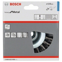 Bosch Kegelbürste Heavy for Metal, 115mm, gezopfter Stahldraht Nr. 2608622058