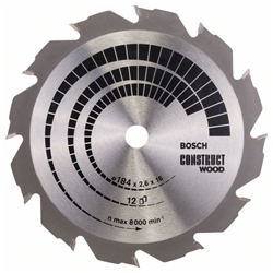 Bosch Kreissägeblatt Construct Wood, 184x16x2,6mm, 12 Zähne Nr. 2608641200