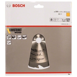 Bosch Kreissägeblatt Construct Wood, 190x20/16x2,6mm, 12 Zähne Nr. 2608641201