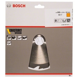 Bosch Kreissägeblatt Construct Wood, 190x30x2,6mm, 12 Zähne Nr. 2608640633