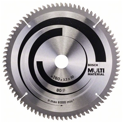 Bosch Kreissägeblatt Multi Material, 260x30x3,2mm, 80 Zähne Nr. 2608641204