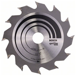 Bosch Kreissägeblatt Optiline Wood für Handkreissägen, 130x20/16x2,4mm, 12 Zähne Nr. 2608641167