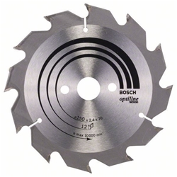 Bosch Kreissägeblatt Optiline Wood für Handkreissägen, 150x20/16x2,4mm, 12 Zähne Nr. 2608641169