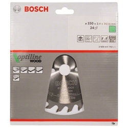 Bosch Kreissägeblatt Optiline Wood für Handkreissägen, 150x20/16x2,4mm, 24 Zähne Nr. 2608640592