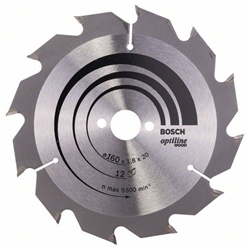 Bosch Kreissägeblatt Optiline Wood für Handkreissägen, 160x20/16x1,8mm, 12 Zähne Nr. 2608641170