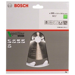 Bosch Kreissägeblatt Optiline Wood für Handkreissägen, 160x20/16x1,8mm, 12 Zähne Nr. 2608641170