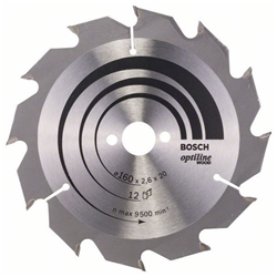Bosch Kreissägeblatt Optiline Wood für Handkreissägen, 160x20/16x2,6mm, 12 Zähne Nr. 2608641173