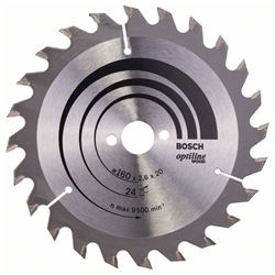 Bosch Kreissägeblatt Optiline Wood für Handkreissägen, 160x20/16x2,6mm, 24 Zähne Nr. 2608640596