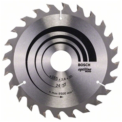 Bosch Kreissägeblatt Optiline Wood für Handkreissägen, 165x30x2,6mm, 24 Zähne Nr. 2608640602