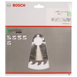 Bosch Kreissägeblatt Optiline Wood für Handkreissägen, 165x30x2,6mm, 24 Zähne Nr. 2608640602
