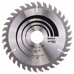 Bosch Kreissägeblatt Optiline Wood für Handkreissägen, 165x30x2,6mm, 36 Zähne Nr. 2608640603