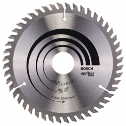 Bosch Kreissägeblatt Optiline Wood für Handkreissägen, 165x30x2,6mm, 48 Zähne Nr. 2608641175
