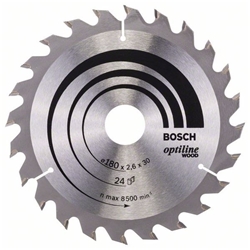 Bosch Kreissägeblatt Optiline Wood für Handkreissägen, 180x30/20x2,6mm, 24 Zähne Nr. 2608640608