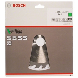 Bosch Kreissägeblatt Optiline Wood für Handkreissägen, 180x30/20x2,6mm, 24 Zähne Nr. 2608640608