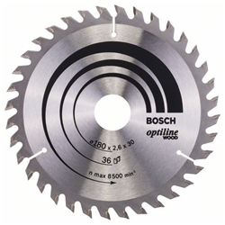 Bosch Kreissägeblatt Optiline Wood für Handkreissägen, 180x30/20x2,6mm, 36 Zähne Nr. 2608640609