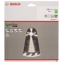 Bosch Kreissägeblatt Optiline Wood für Handkreissägen, 184x16x2,6mm, 24 Zähne Nr. 2608640817