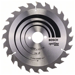 Bosch Kreissägeblatt Optiline Wood für Handkreissägen, 190x30x2,0mm, 24 Zähne Nr. 2608641185