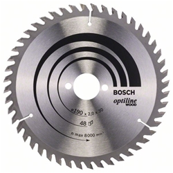 Bosch Kreissägeblatt Optiline Wood für Handkreissägen, 190x30x2,0mm, 48 Zähne Nr. 2608641186