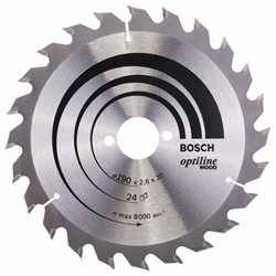 Bosch Kreissägeblatt Optiline Wood für Handkreissägen, 190x30x2,6mm, 24 Zähne Nr. 2608640615
