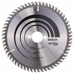 Bosch Kreissägeblatt Optiline Wood für Handkreissägen, 190x30x2,6mm, 60 Zähne Nr. 2608641188