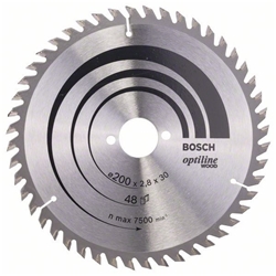 Bosch Kreissägeblatt Optiline Wood für Handkreissägen, 200x30x2,8mm, 48 Zähne Nr. 2608640620
