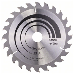 Bosch Kreissägeblatt Optiline Wood für Handkreissägen, 210x30x2,8mm, 24 Zähne Nr. 2608640621