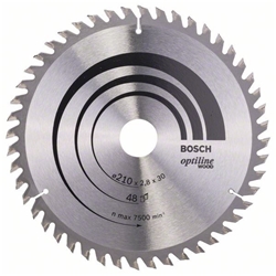 Bosch Kreissägeblatt Optiline Wood für Handkreissägen, 210x30x2,8mm, 48 Zähne Nr. 2608640623