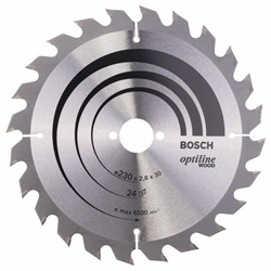 Bosch Kreissägeblatt Optiline Wood für Handkreissägen, 230x30x2,8mm, 24 Zähne Nr. 2608640627