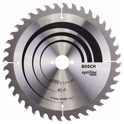Bosch Kreissägeblatt Optiline Wood für Handkreissägen, 250x30x3,2mm, 40 Zähne Nr. 2608640728