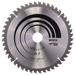 Bosch Kreissägeblatt Optiline Wood für Kapp- und Gehrungssägen, 210x30x2,0mm, 48 Zähne Nr. 2608640430