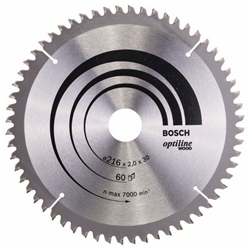 Bosch Kreissägeblatt Optiline Wood für Kapp- und Gehrungssägen, 216x30x2,0mm, 60 Zähne Nr. 2608640433