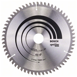 Bosch Kreissägeblatt Optiline Wood für Kapp- und Gehrungssägen, 216x30x2,8mm, 60 Zähne Nr. 2608640642