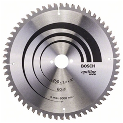 Bosch Kreissägeblatt Optiline Wood für Kapp- und Gehrungssägen, 250x30x3,2mm, 60 Zähne Nr. 2608640644