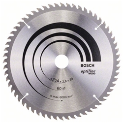 Bosch Kreissägeblatt Optiline Wood für Kapp- und Gehrungssägen, 254x30x2,8mm, 60 Zähne Nr. 2608640444