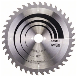 Bosch Kreissägeblatt Optiline Wood für Tischkreissägen, 250x30x3,2mm, 40 Zähne Nr. 2608640670