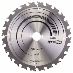 Bosch Kreissägeblatt Speedline Wood, 250x30x3,2mm, 24 Zähne Nr. 2608640680