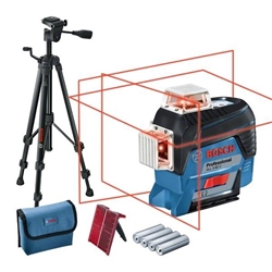 Bosch Linienlaser GLL 3-80 C, mit 4x1,5V-LR6, AA1 Akku-Adapter, Baustativ BT 150 Nr. 0601063R01