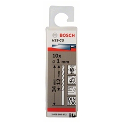 Bosch Metallbohrer HSS-Co, DIN 338, 1x12x34mm, 10er-Pack Nr. 2608585872
