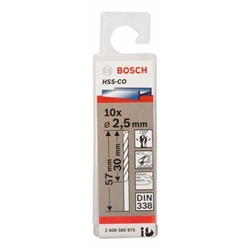 Bosch Metallbohrer HSS-Co, DIN 338, 2,5x30x57mm, 10er-Pack Nr. 2608585875