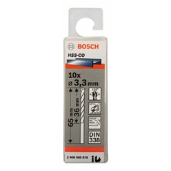 Bosch Metallbohrer HSS-Co, DIN 338, 3,3x36x65mm, 10er-Pack Nr. 2608585878