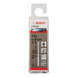 Bosch Metallbohrer HSS-Co, DIN 338, 3x33x61mm, 10er-Pack Nr. 2608585876