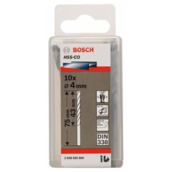Bosch Metallbohrer HSS-Co, DIN 338, 4x43x75mm, 10er-Pack Nr. 2608585880