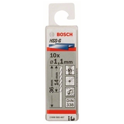 Bosch Metallbohrer HSS-G, DIN 338, 1,1x14x36mm, 10er-Pack Nr. 2608585467