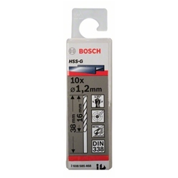 Bosch Metallbohrer HSS-G, DIN 338, 1,2x16x38mm, 10er-Pack Nr. 2608585468