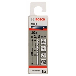 Bosch Metallbohrer HSS-G, DIN 338, 1,3x16x38mm, 10er-Pack Nr. 2608585469