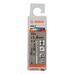 Bosch Metallbohrer HSS-G, DIN 338, 1,6x20x43mm, 10er-Pack Nr. 2608585471