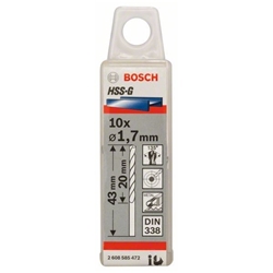 Bosch Metallbohrer HSS-G, DIN 338, 1,7x20x43mm, 10er-Pack Nr. 2608585472