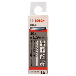 Bosch Metallbohrer HSS-G, DIN 338, 1,9x22x46mm, 10er-Pack Nr. 2608585474