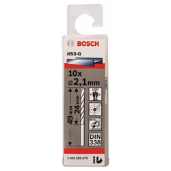 Bosch Metallbohrer HSS-G, DIN 338, 2,1x24x49mm, 10er-Pack Nr. 2608585475