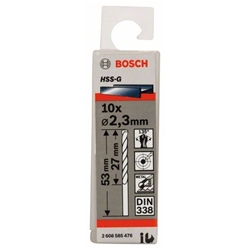 Bosch Metallbohrer HSS-G, DIN 338, 2,3x27x53mm, 10er-Pack Nr. 2608585476